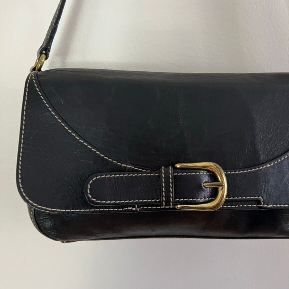 Mila Paoli Leather buckle shoulder bag Y2K 90s - Picture 6 of 14